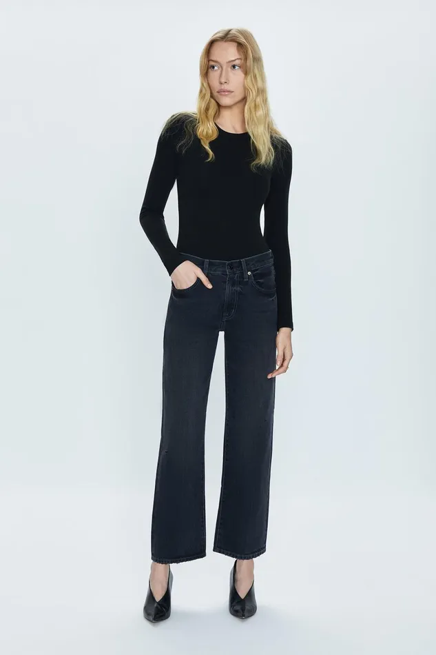 Pistola Denim Denim Women Lexi Mid Rise Bowed Straight Jean 8211 Mercury