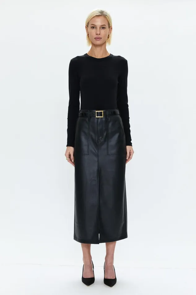 Pistola Denim Skirts Women Alice Midi Skirt 8211 Slate Black