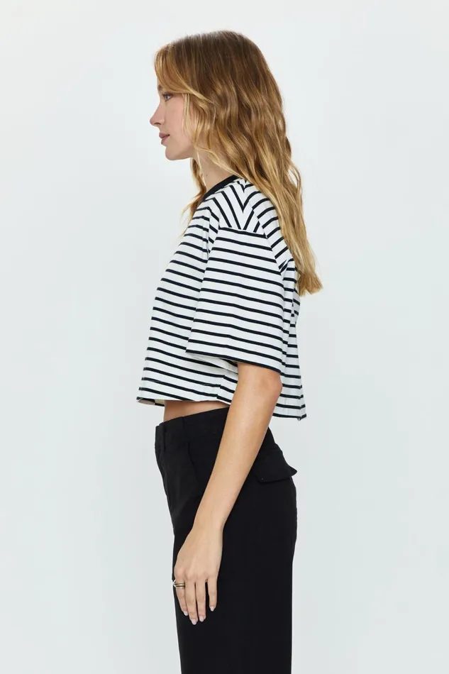 Pistola Denim Tees and Tanks Women Mae Tee 8211 Black and White Stripe