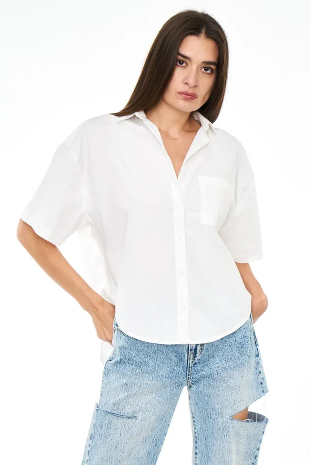 Pistola Denim Tops Women Cam Short Sleeve Button Down Shirt 8211 Le Blanc