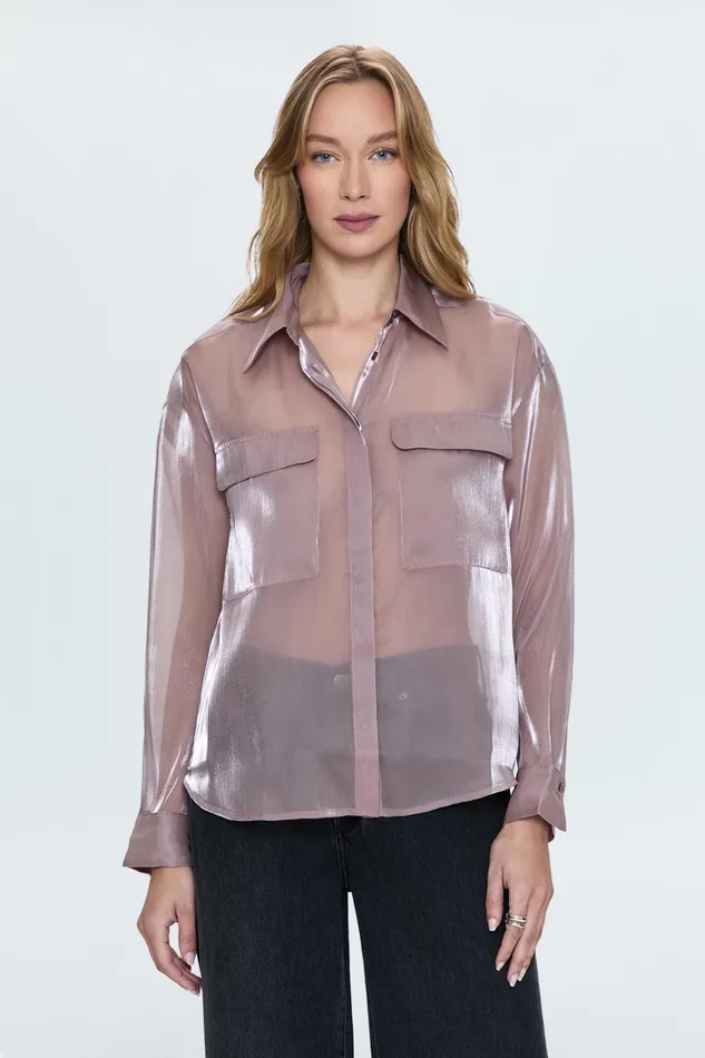 Pistola Denim Tops Women Miranda Sheer Shirt 8211 Pink Plum