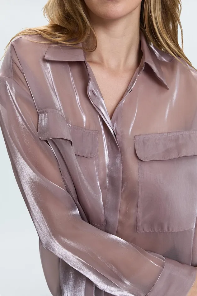 Pistola Denim Tops Women Miranda Sheer Shirt 8211 Pink Plum