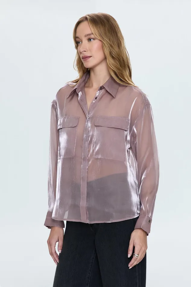 Pistola Denim Tops Women Miranda Sheer Shirt 8211 Pink Plum