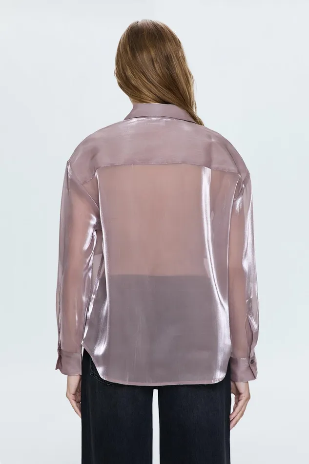 Pistola Denim Tops Women Miranda Sheer Shirt 8211 Pink Plum