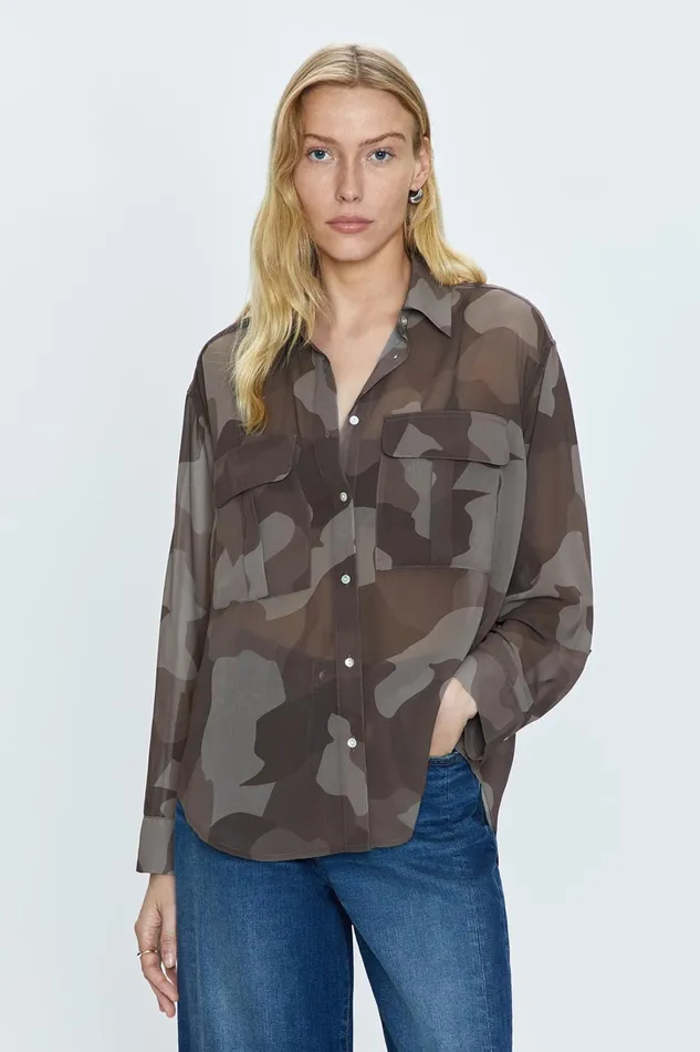 Pistola Denim Tops Women Reese Sheer Shirt 8211 Camo