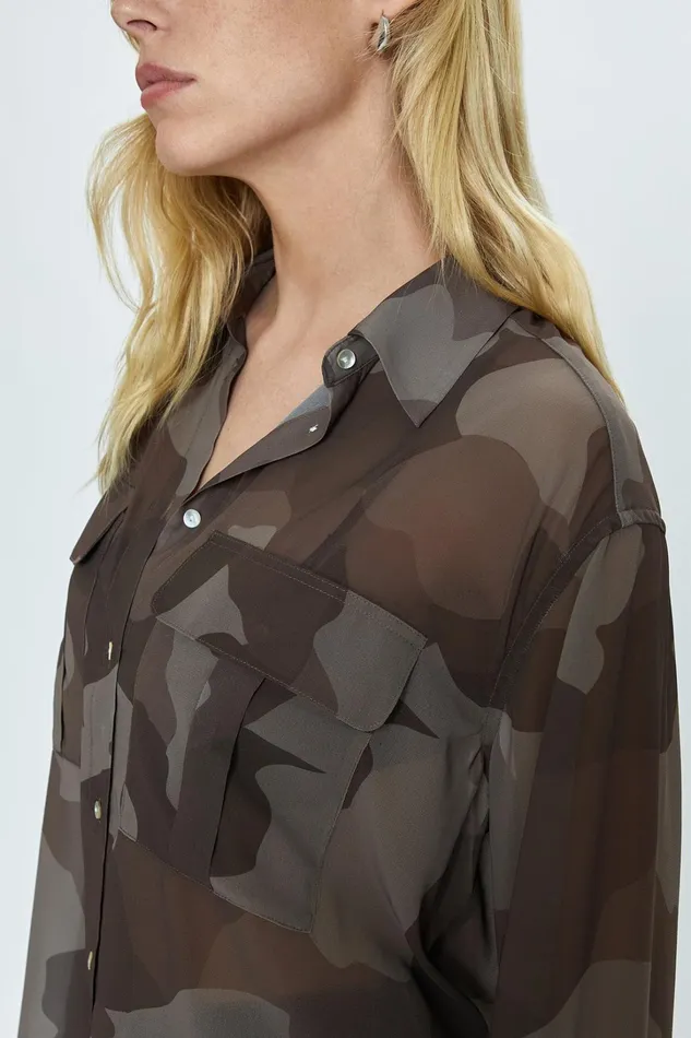 Pistola Denim Tops Women Reese Sheer Shirt 8211 Camo