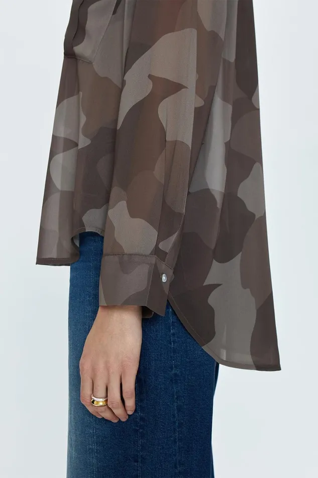 Pistola Denim Tops Women Reese Sheer Shirt 8211 Camo
