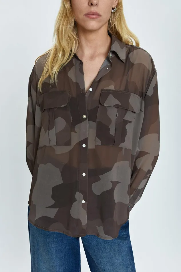 Pistola Denim Tops Women Reese Sheer Shirt 8211 Camo