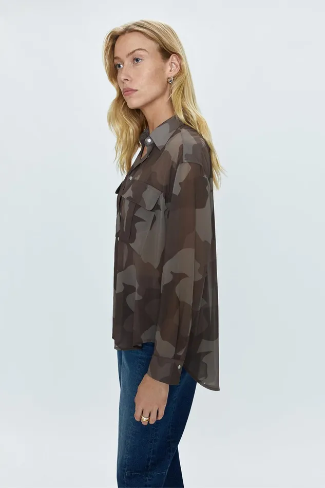 Pistola Denim Tops Women Reese Sheer Shirt 8211 Camo