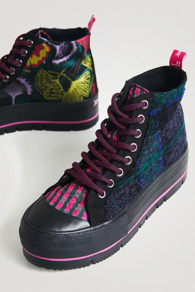 Plaid Platform Hightop Sneaker Women Desigual Sneakers