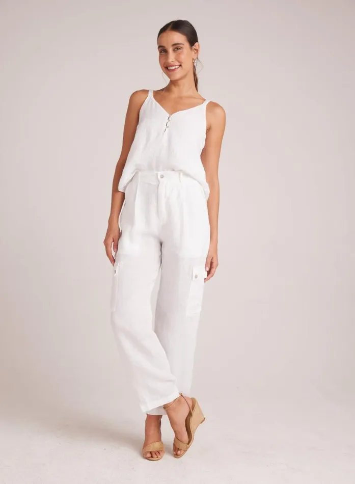 Pleated Linen Cargo Trousers 8211 White Women Bella Dahl Pants