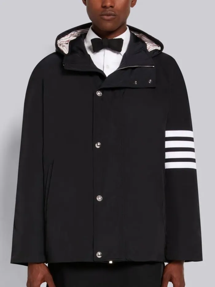 Poly Twill 4bar Football Sideline Parka Black Men Thom Browne Outerwear