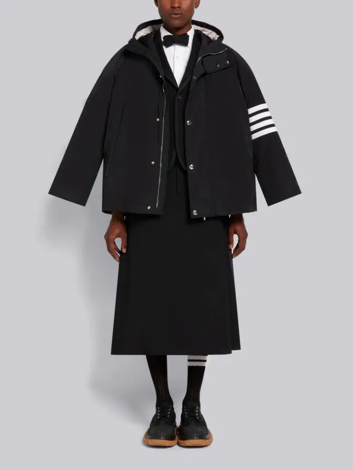 Poly Twill 4bar Football Sideline Parka Black Men Thom Browne Outerwear