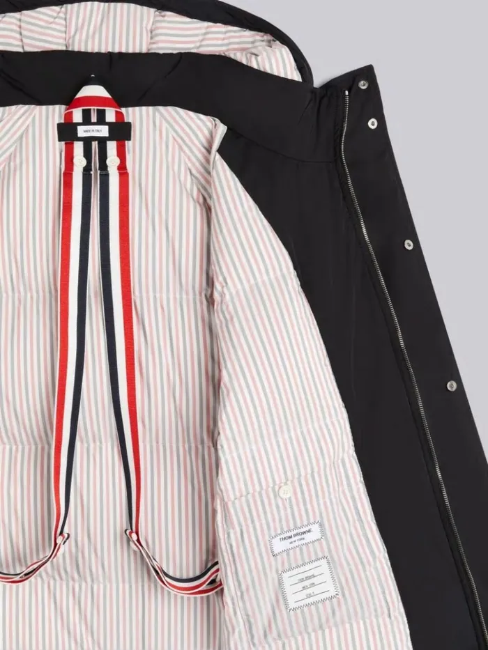 Poly Twill 4bar Football Sideline Parka Black Men Thom Browne Outerwear
