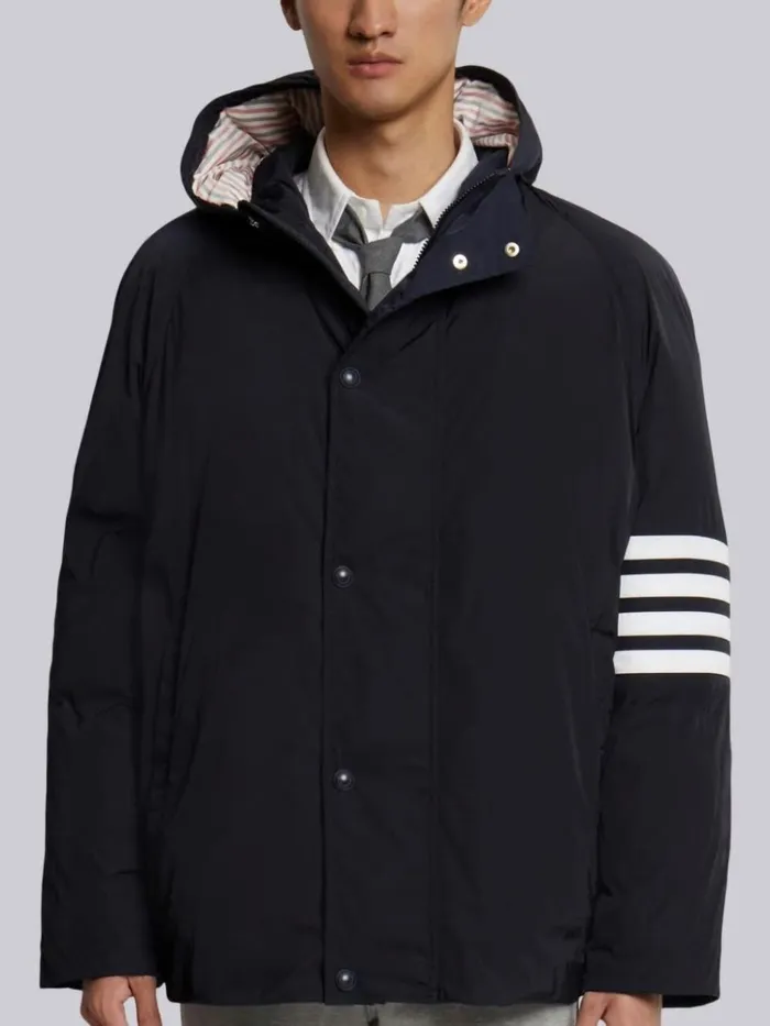 Poly Twill 4bar Sideline Football Parka Navy Men Thom Browne Outerwear