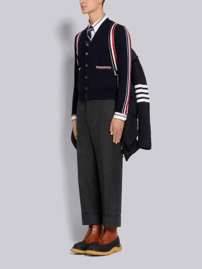 Poly Twill Downfilled 4bar Chesterfield Coat Navy Men Thom Browne Outerwear
