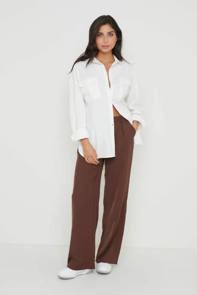 Pretty Lavish Bottoms Esther Relaxed Trousers Brown 8211 Women