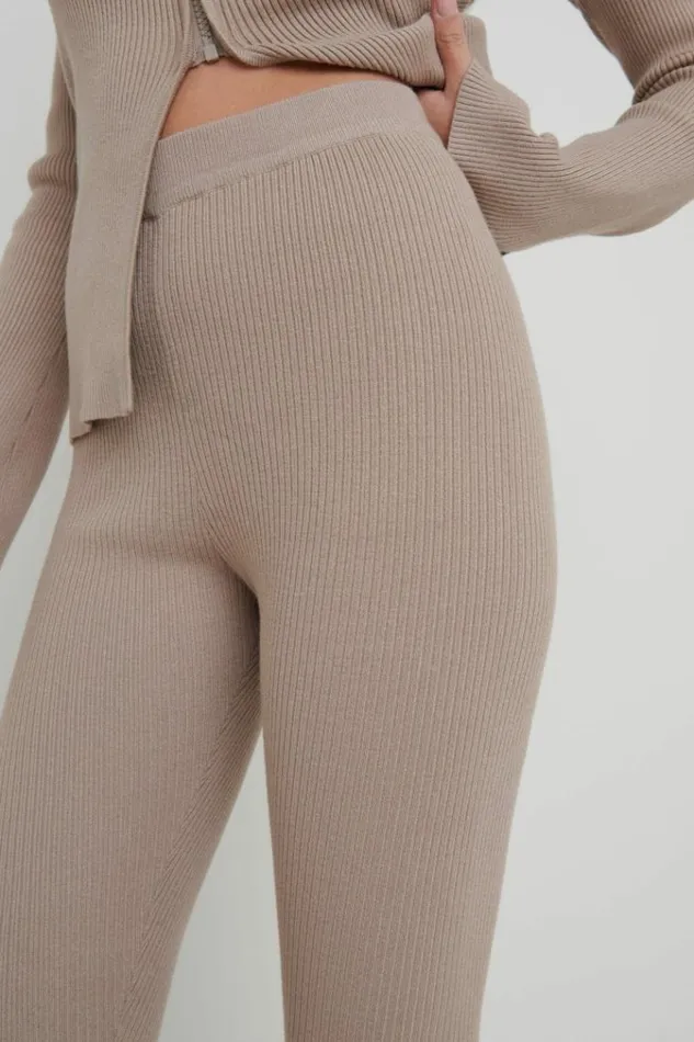 Pretty Lavish Bottoms Gigi Split Hem Knit Trousers Brown 8211 Women