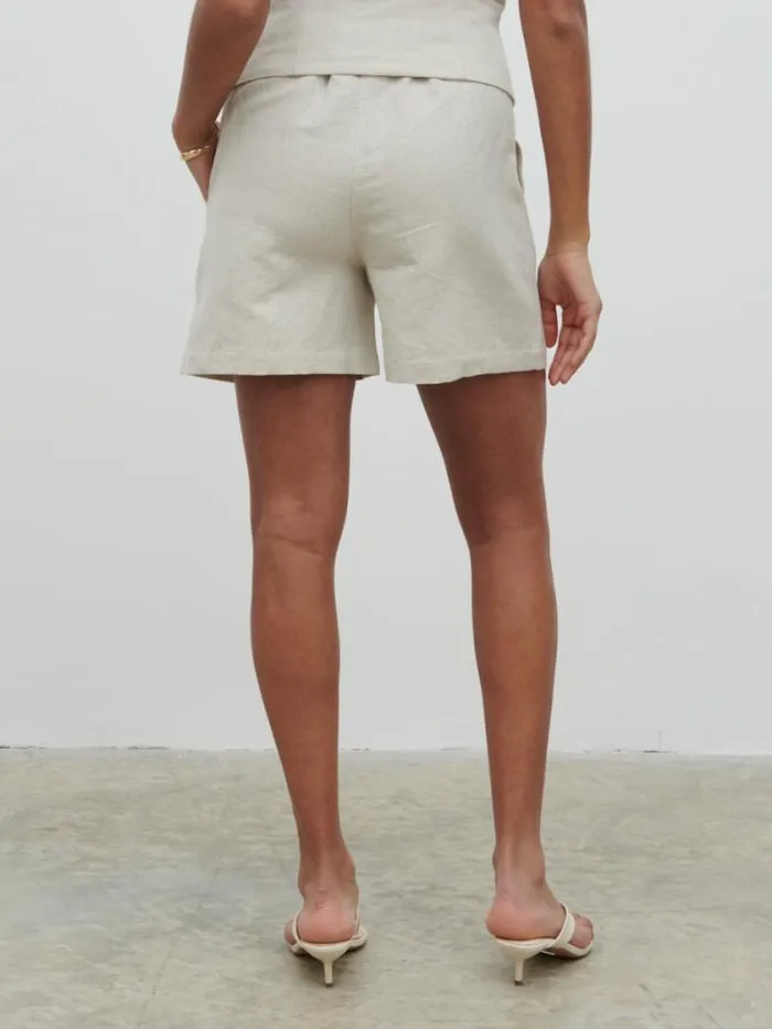 Pretty Lavish Bottoms Natasha Linen Shorts Beige 8211 Women