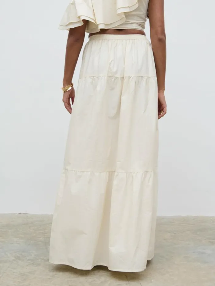 Pretty Lavish Bottoms Sol Ruffle Maxi Skirt Beige 8211 Women