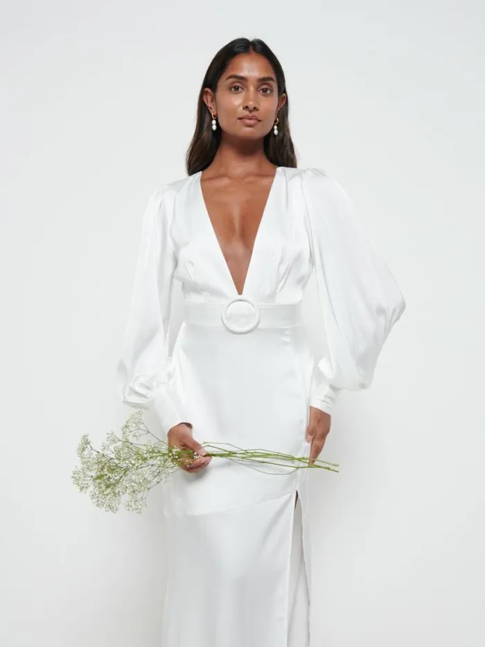 Pretty Lavish Bridesmaid Dresses Alexis Belted Maxi Dress Ivory 8211 Women