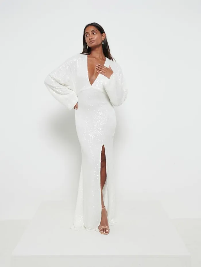 Pretty Lavish Bridesmaid Dresses Alexis Sequin Maxi Dress Ivory 8211 Women