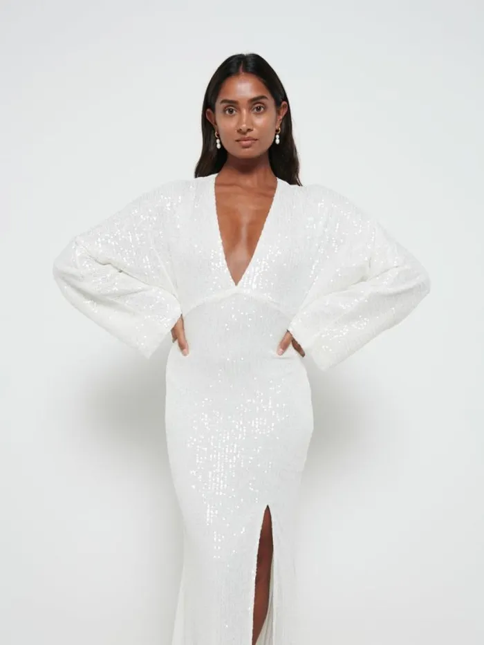 Pretty Lavish Bridesmaid Dresses Alexis Sequin Maxi Dress Ivory 8211 Women