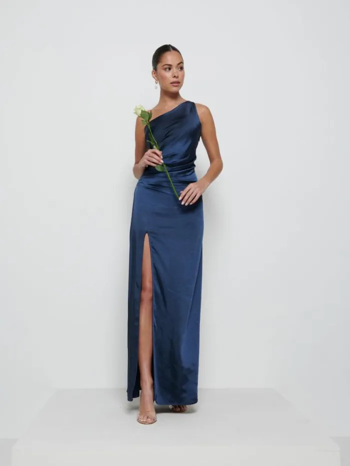Pretty Lavish Bridesmaid Dresses Amelia Ruched Maxi Bridesmaid Dress Navy 8211 Women