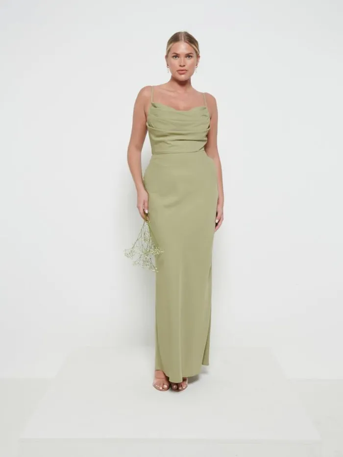 Pretty Lavish Bridesmaid Dresses Keisha Cowl Neck Maxi Bridesmaid Dress Olive 8211 Women