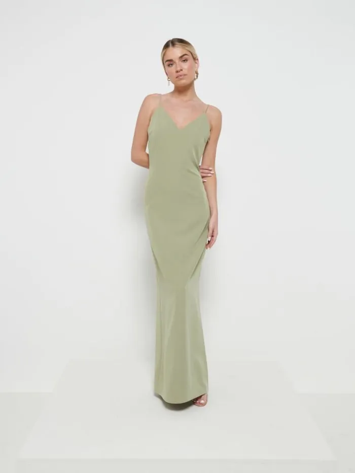 Pretty Lavish Bridesmaid Dresses Tillie VNeck Maxi Bridesmaid Dress Olive 8211 Women