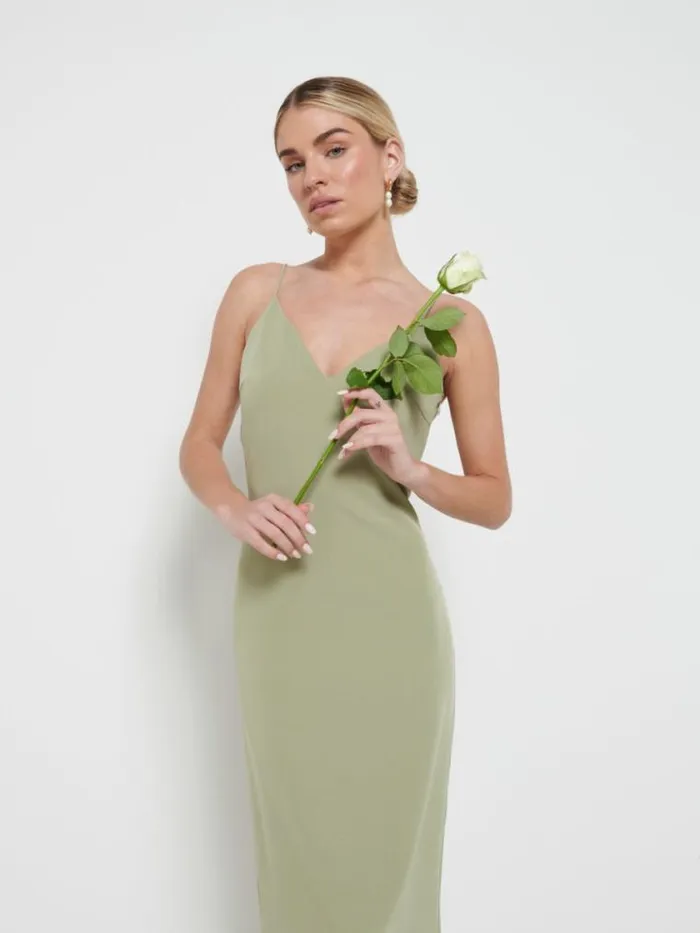 Pretty Lavish Bridesmaid Dresses Tillie VNeck Maxi Bridesmaid Dress Olive 8211 Women