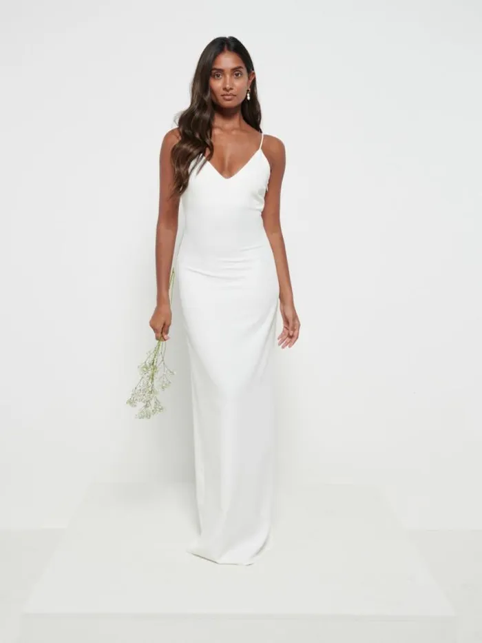 Pretty Lavish Crepe Bridesmaid Dresses Tillie VNeck Maxi Bridesmaid Dress Ivory 8211 Women Pretty Lavish Crepe Bridesmaid Dresses Tillie VNeck Maxi Bridesmaid Dress Ivory 8211 Women