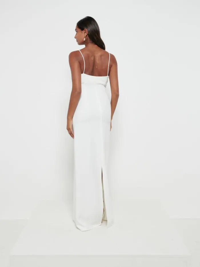 Pretty Lavish Crepe Bridesmaid Dresses Tillie VNeck Maxi Bridesmaid Dress Ivory 8211 Women