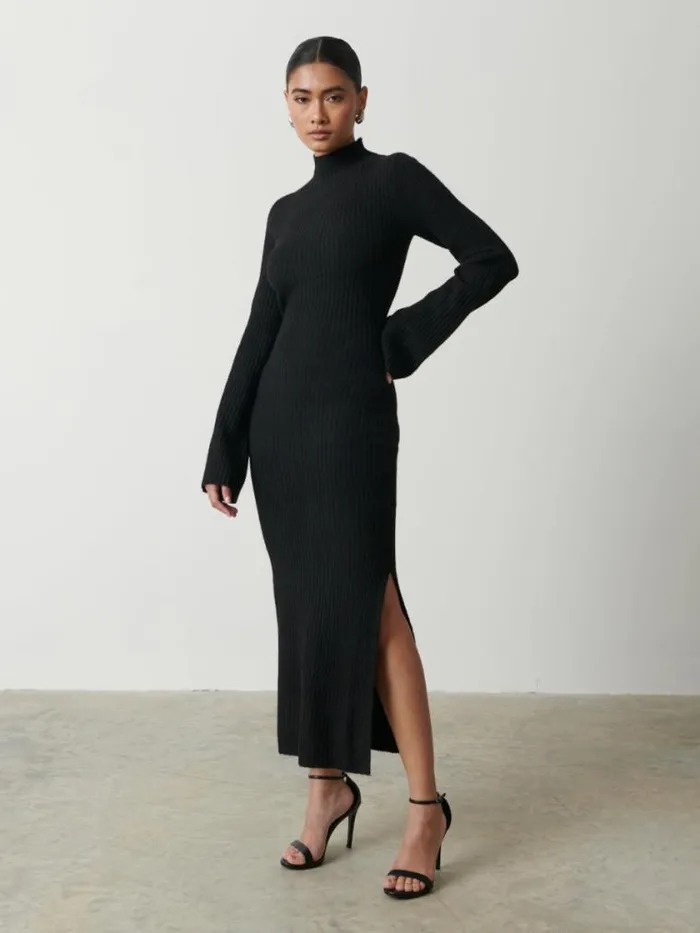 Pretty Lavish Curve Baylee Soft Knit Midaxi Dress Black 8211 Women