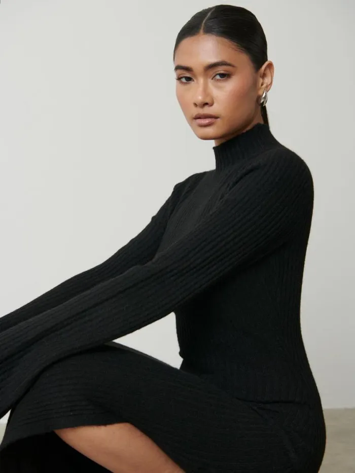 Pretty Lavish Curve Baylee Soft Knit Midaxi Dress Black 8211 Women