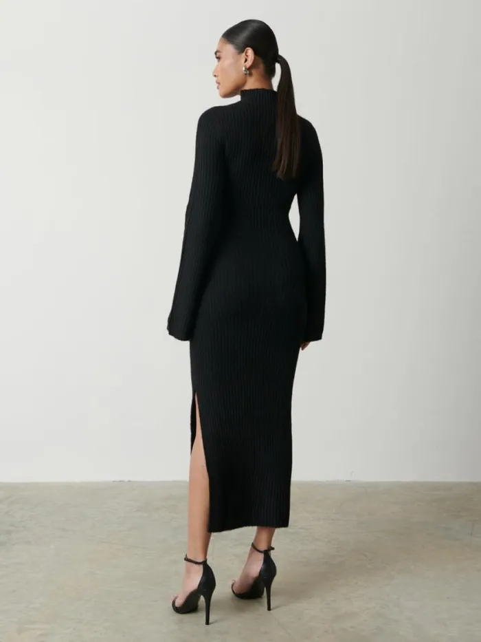 Pretty Lavish Curve Baylee Soft Knit Midaxi Dress Black 8211 Women