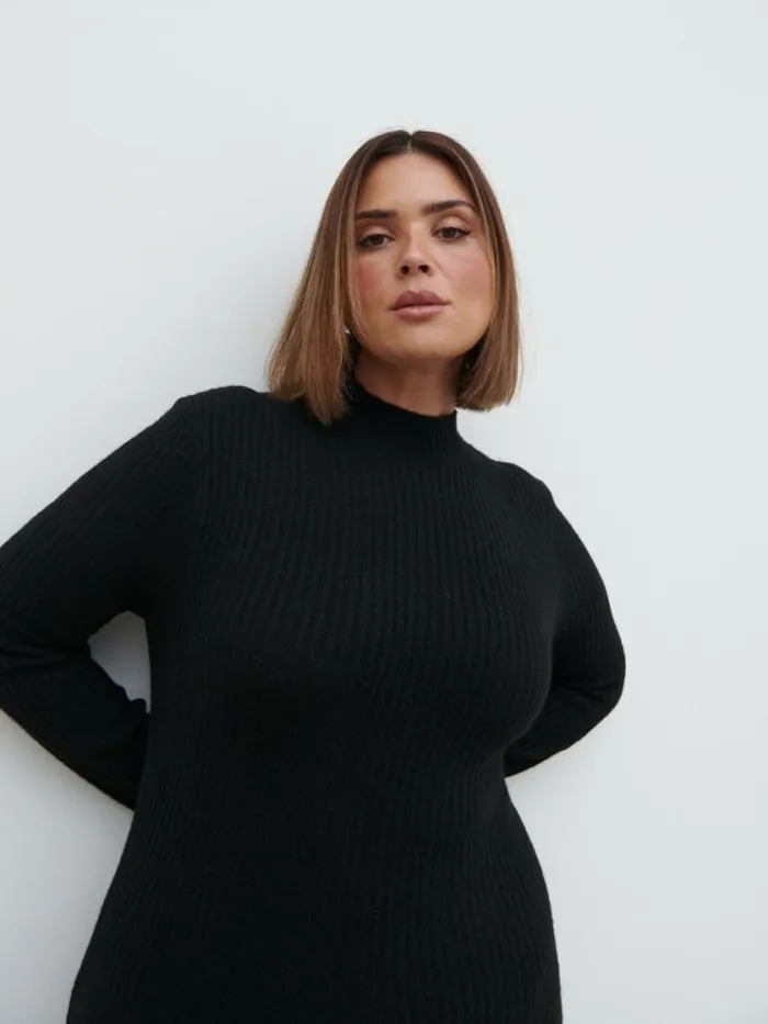 Pretty Lavish Curve Baylee Soft Knit Midaxi Dress Black 8211 Women
