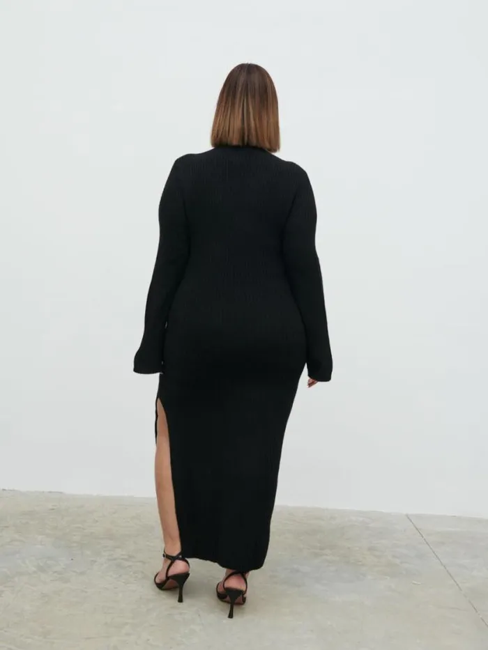 Pretty Lavish Curve Baylee Soft Knit Midaxi Dress Black 8211 Women