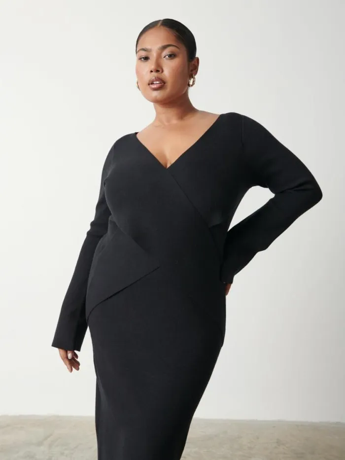 Pretty Lavish Curve Jacklin Wrap Midaxi Dress Curve Black 8211 Women