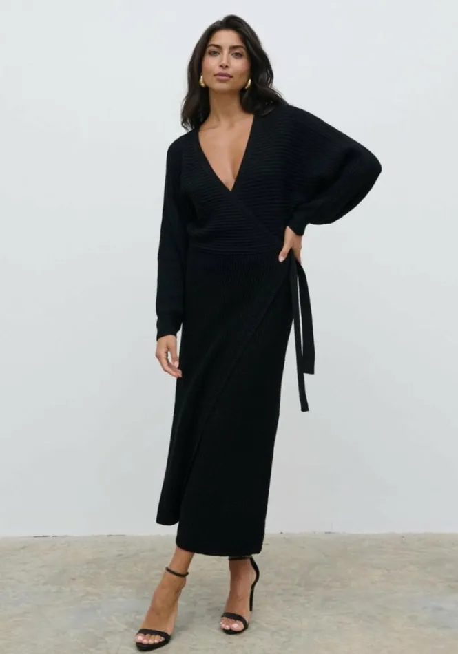 Pretty Lavish Dresses Aidan Cosy Wrap Dress Black 8211 Women