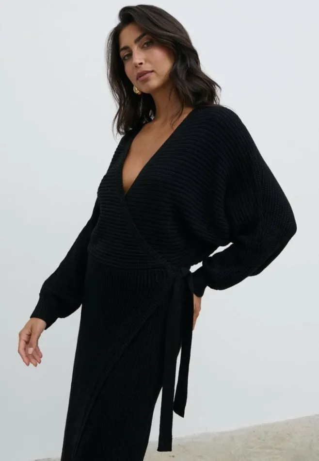 Pretty Lavish Dresses Aidan Cosy Wrap Dress Black 8211 Women