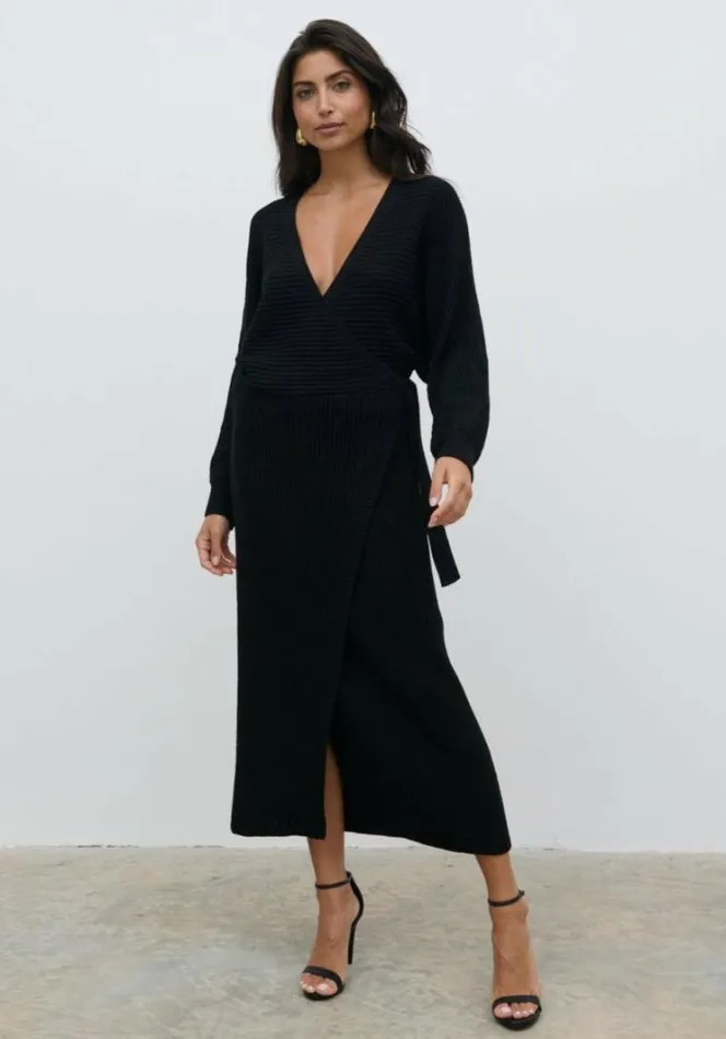 Pretty Lavish Dresses Aidan Cosy Wrap Dress Black 8211 Women