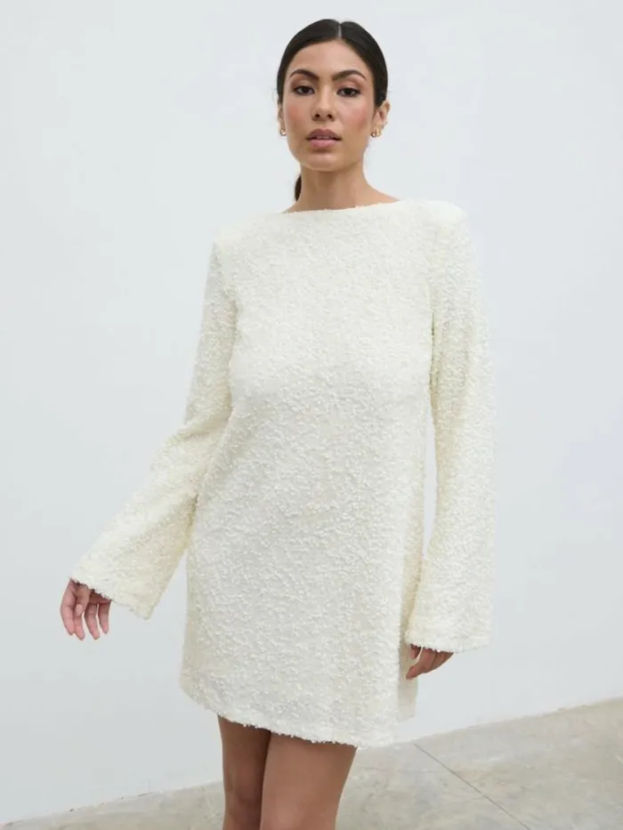 Pretty Lavish Dresses Bow Sequin Shift Dress White 8211 Women