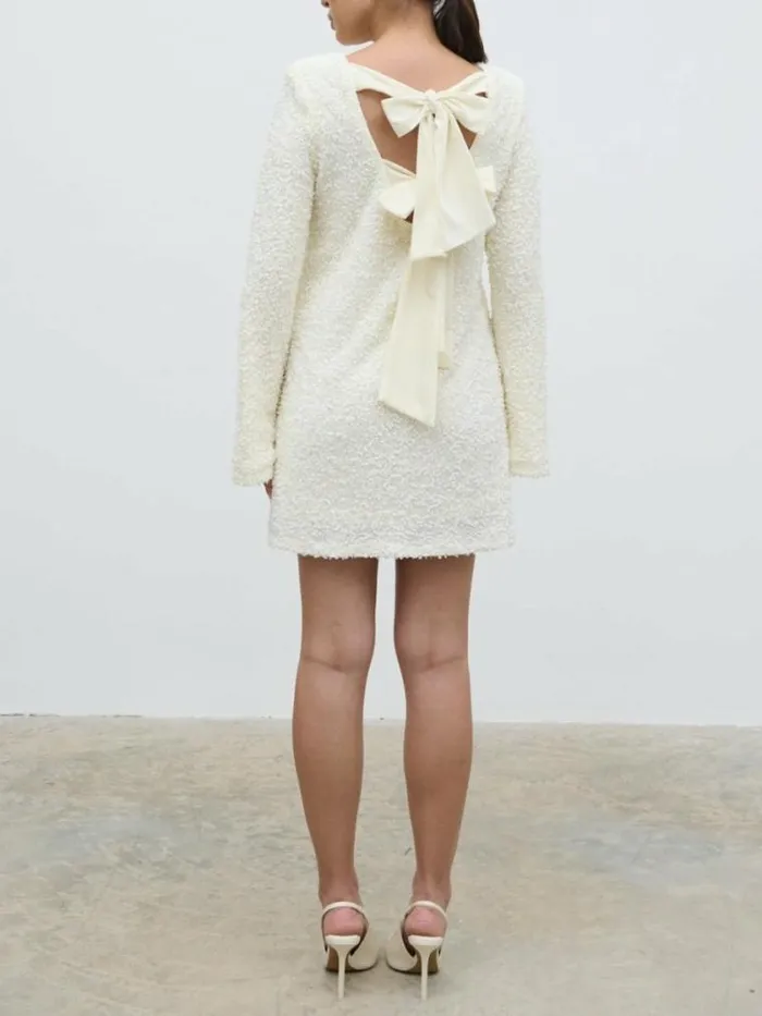 Pretty Lavish Dresses Bow Sequin Shift Dress White 8211 Women