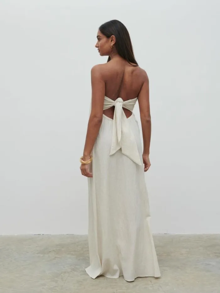 Pretty Lavish Dresses Demi Bandeau Maxi Dress Beige 8211 Women