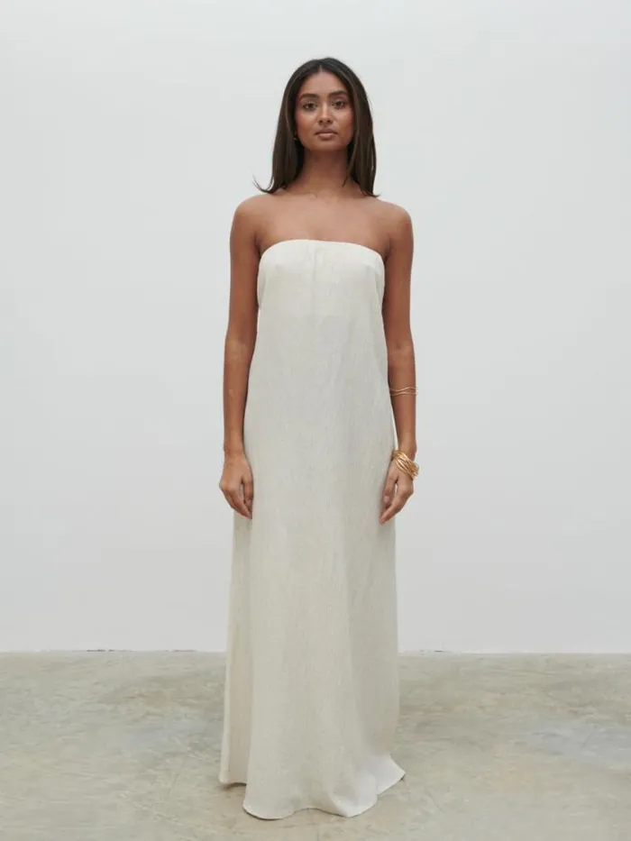 Pretty Lavish Dresses Demi Bandeau Maxi Dress Beige 8211 Women