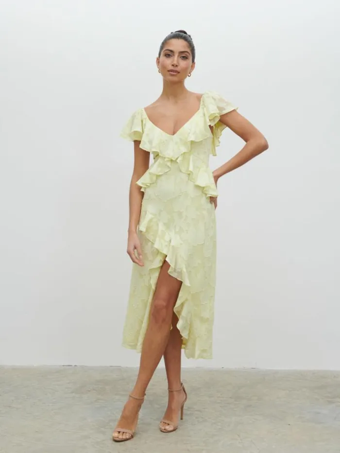 Pretty Lavish Dresses Eloise Ruffle Midaxi Dress Yellow 8211 Women