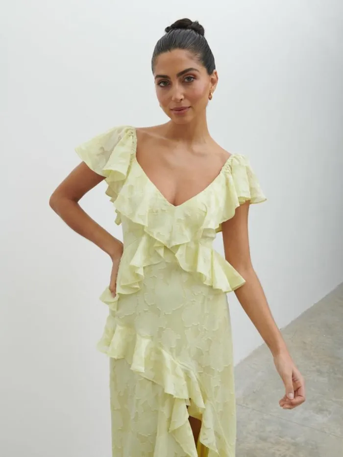 Pretty Lavish Dresses Eloise Ruffle Midaxi Dress Yellow 8211 Women
