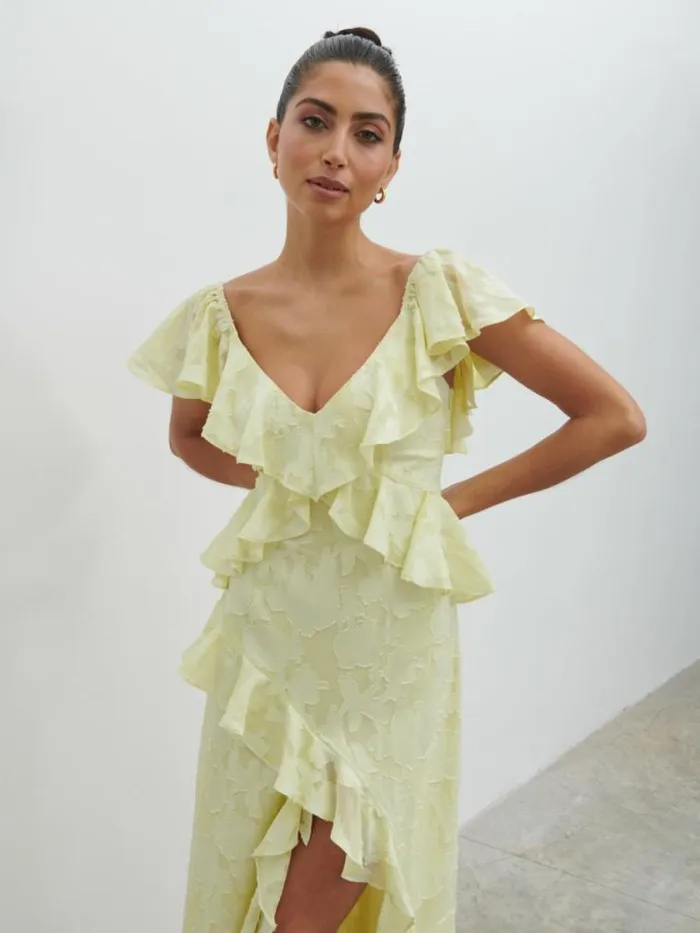 Pretty Lavish Dresses Eloise Ruffle Midaxi Dress Yellow 8211 Women