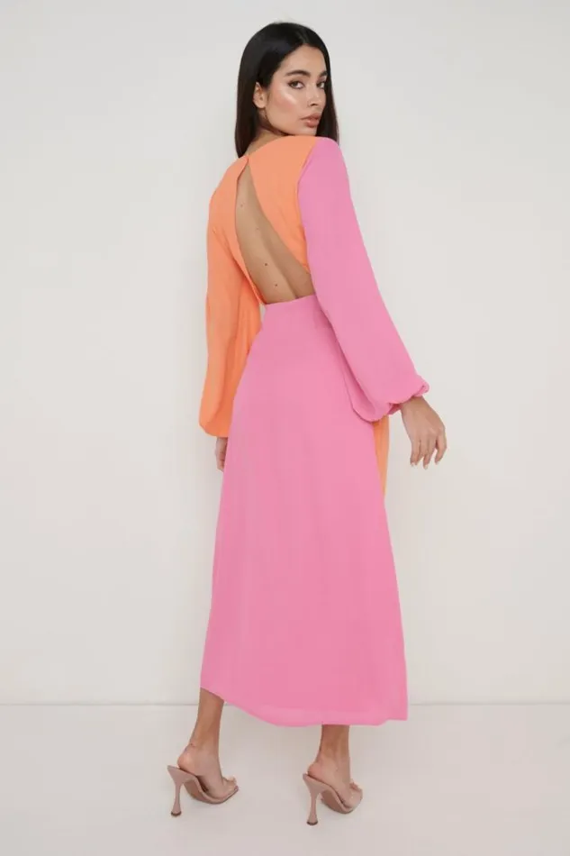 Pretty Lavish Dresses Frieda Knot Contrast Dress Orange And Pink 8211 Women